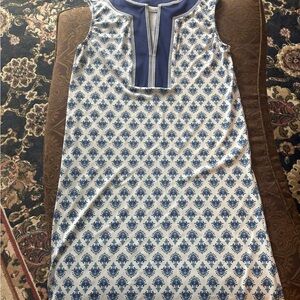 Talbots Blue and White Geometric Mini Sun Dress